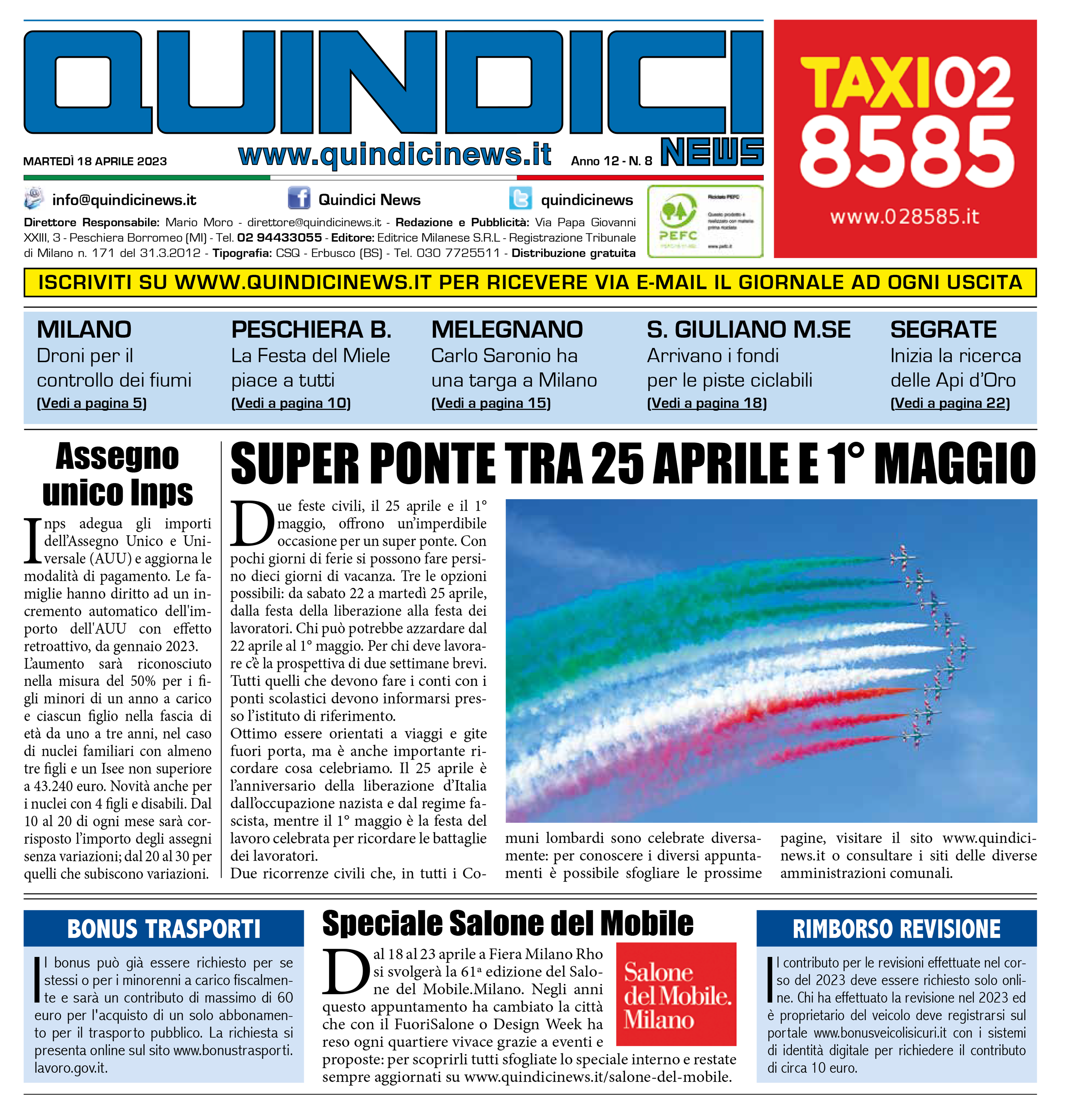 Quindici News Numero 8 del 18 aprile 2023 Prima pagina