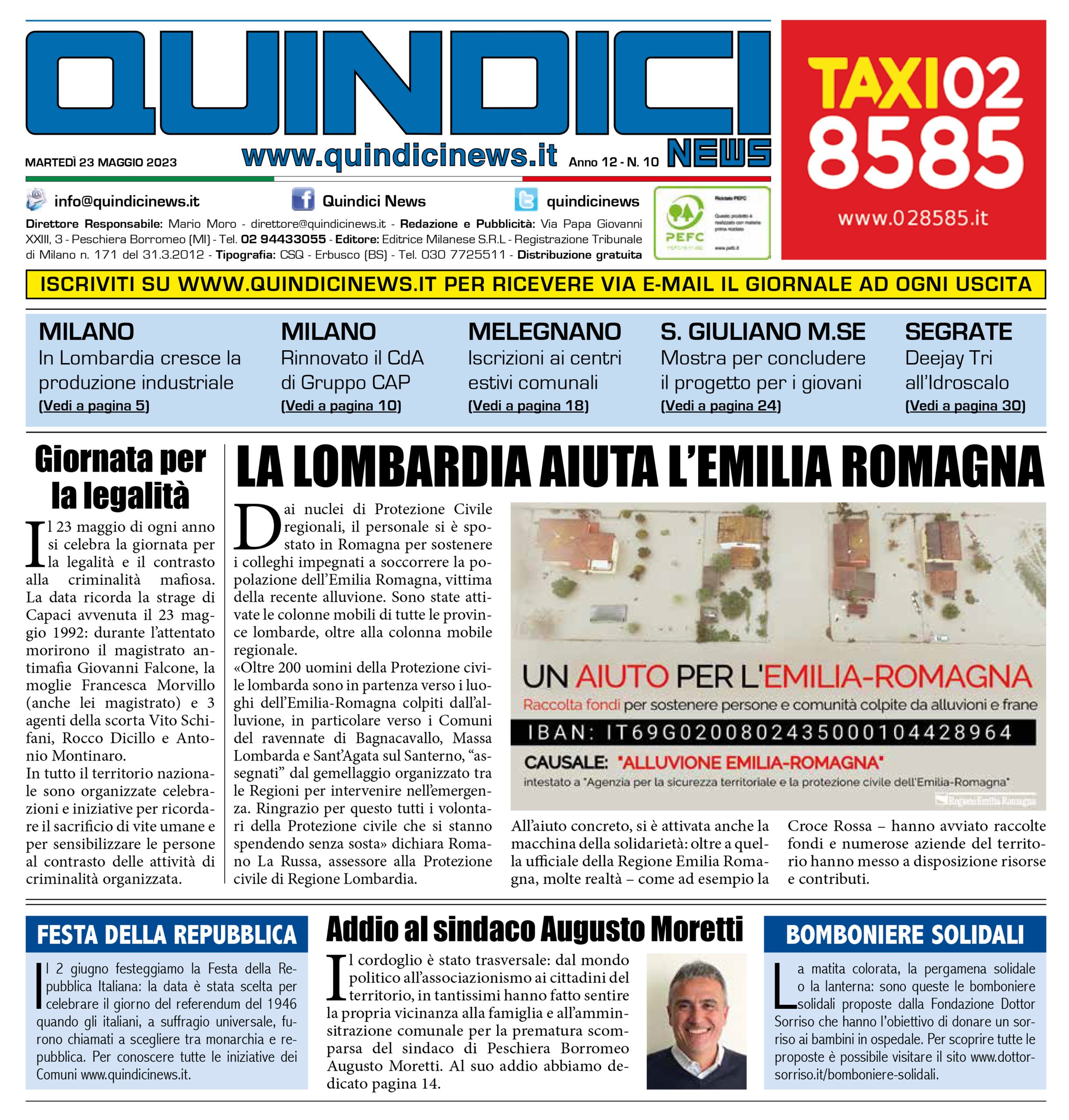 Quindici News Prima Pagina Numero 10 del 23 maggio 2023