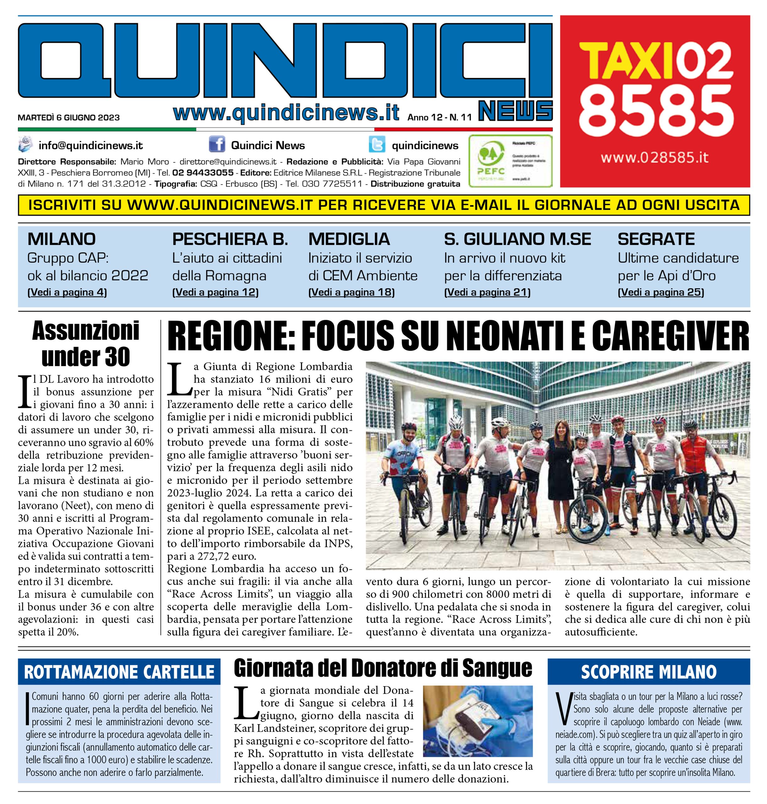 Quindici News Prima Pagina Numero 11 del 06 giugno 2023