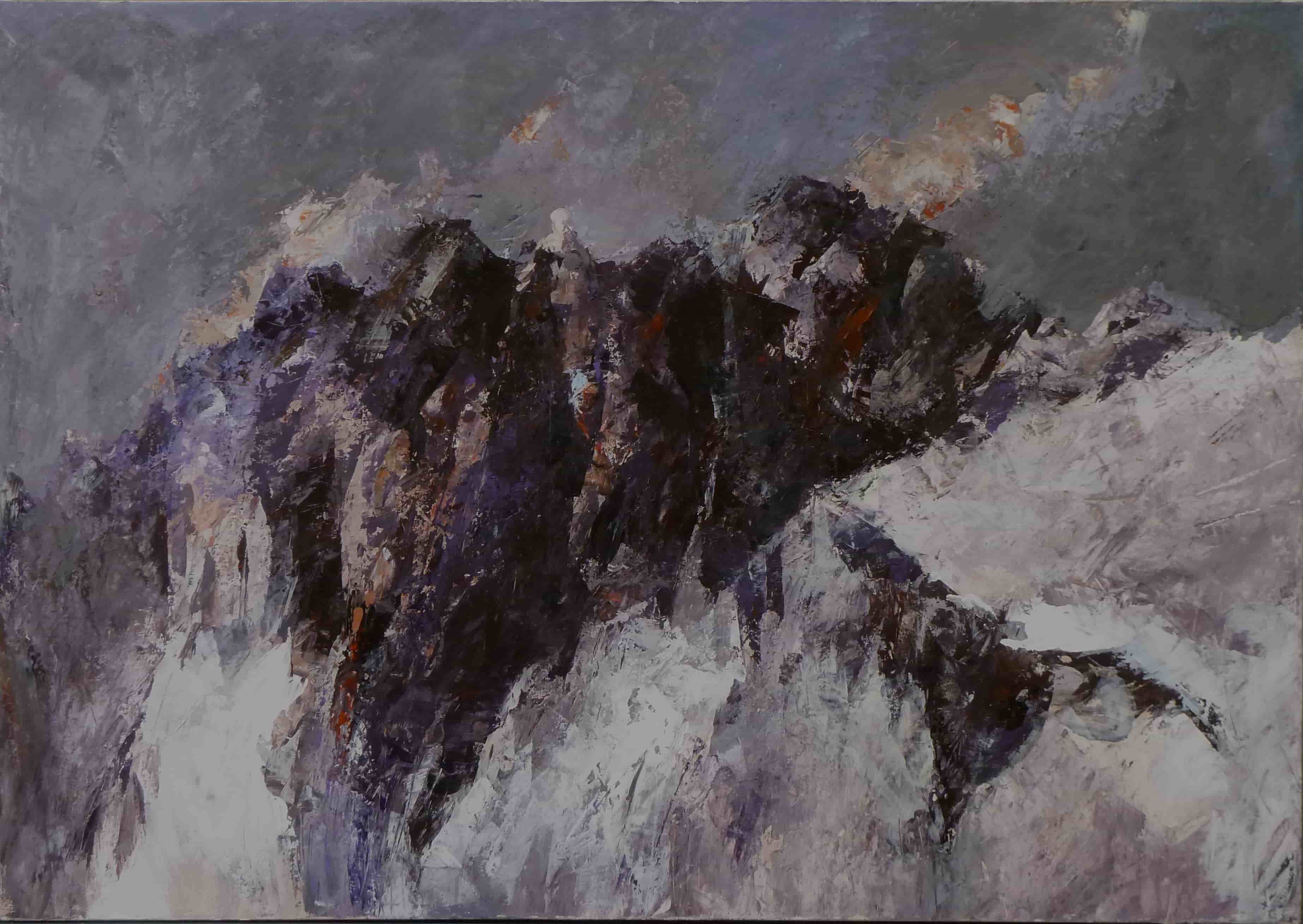 Ghiacciaio e rocce, 2019. Acrilico su tela 70x100-min