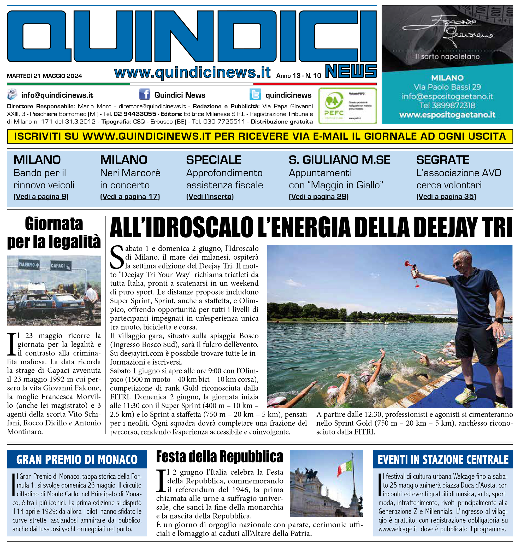 Quindici News Numero 10 del 21 maggio 2024