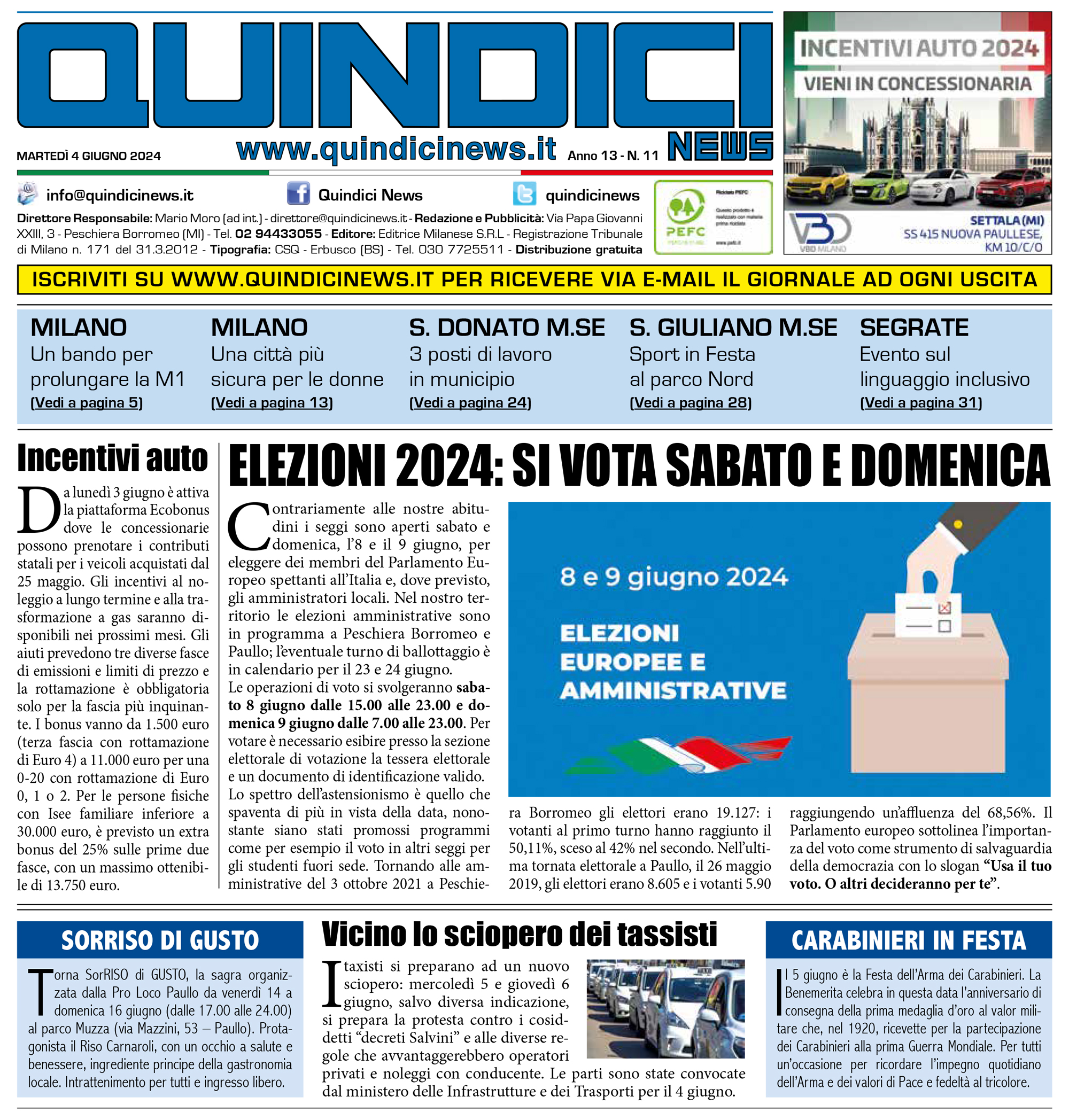 Quindici News Numero 11 del 4 giugno 2024 Prima Pagina