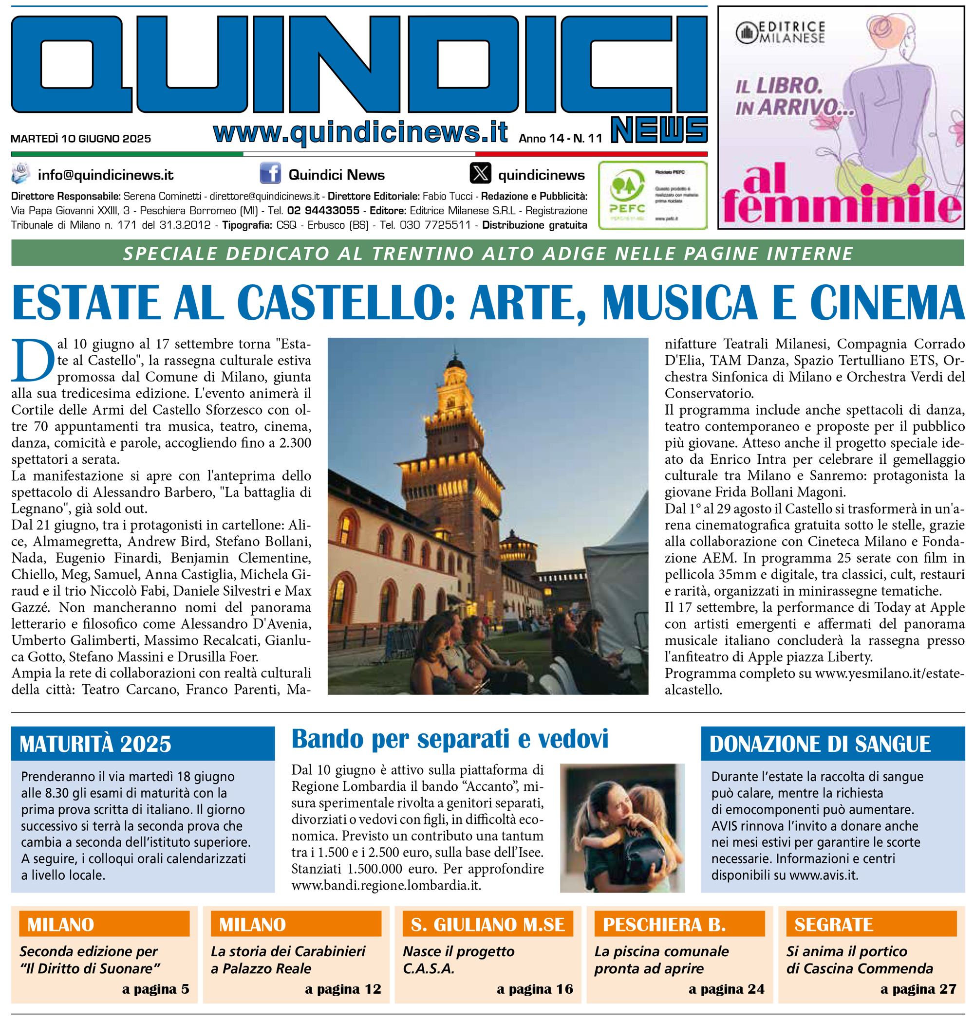 Quindici News Numero 11 del 10 giugno 2025 Prima Pagina